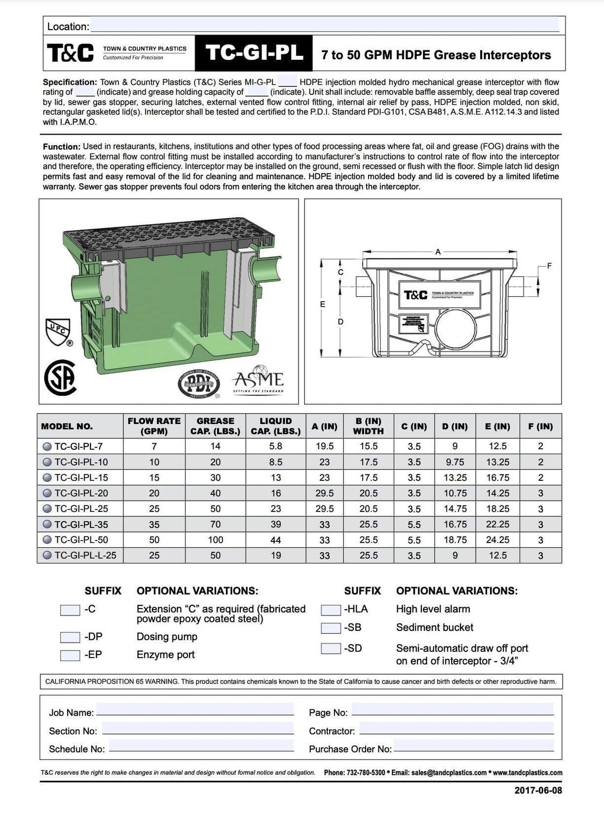 750 gpm PL Grease Interceptors